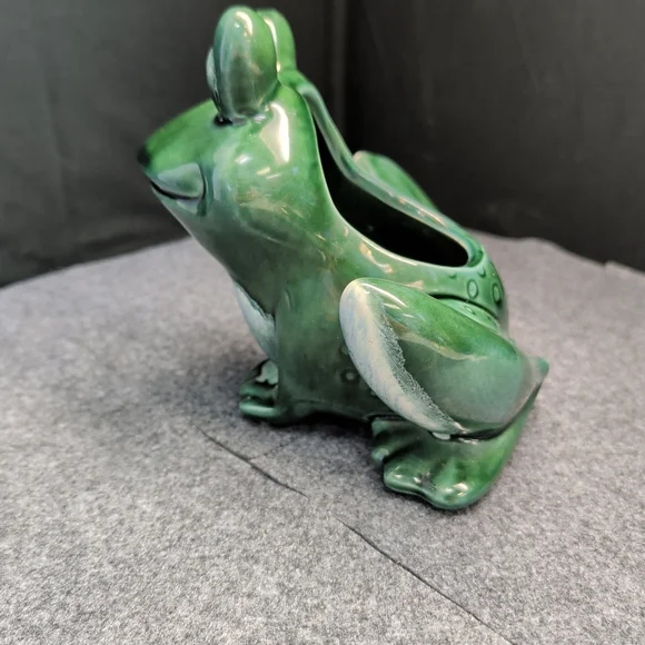 Vntg Hull Pottery Green Big Eye Frog Drip Glaze Ceramic Planter USA 6.25" - Picture 4 of 7